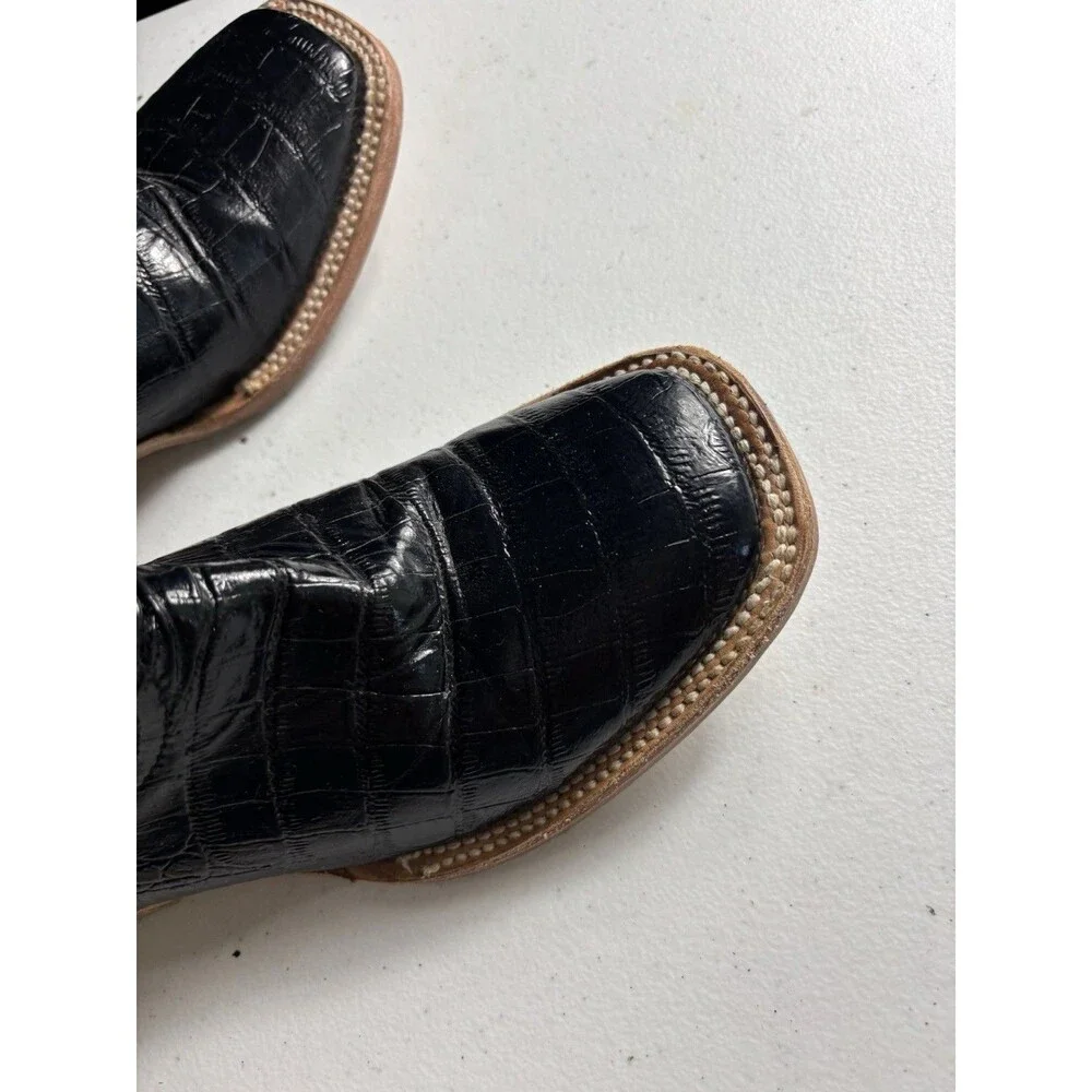 Potrero Boots Men's Coco Belly Black Square Toe Boots SZ 8.5